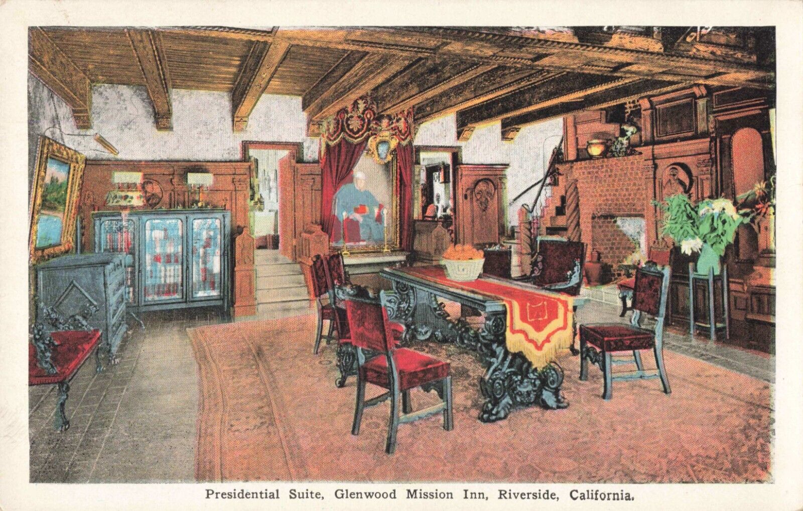 Riverside CA, Presidential Suite, Glenwood Mission Inn, Antique Postcard