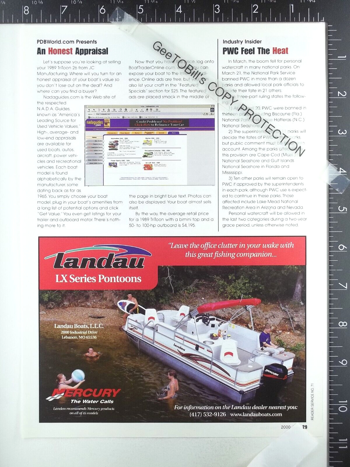 2000 ADVERTISING for Odyssey 2103 2102 Millenium & Landau BT-20LX pontoon boat
