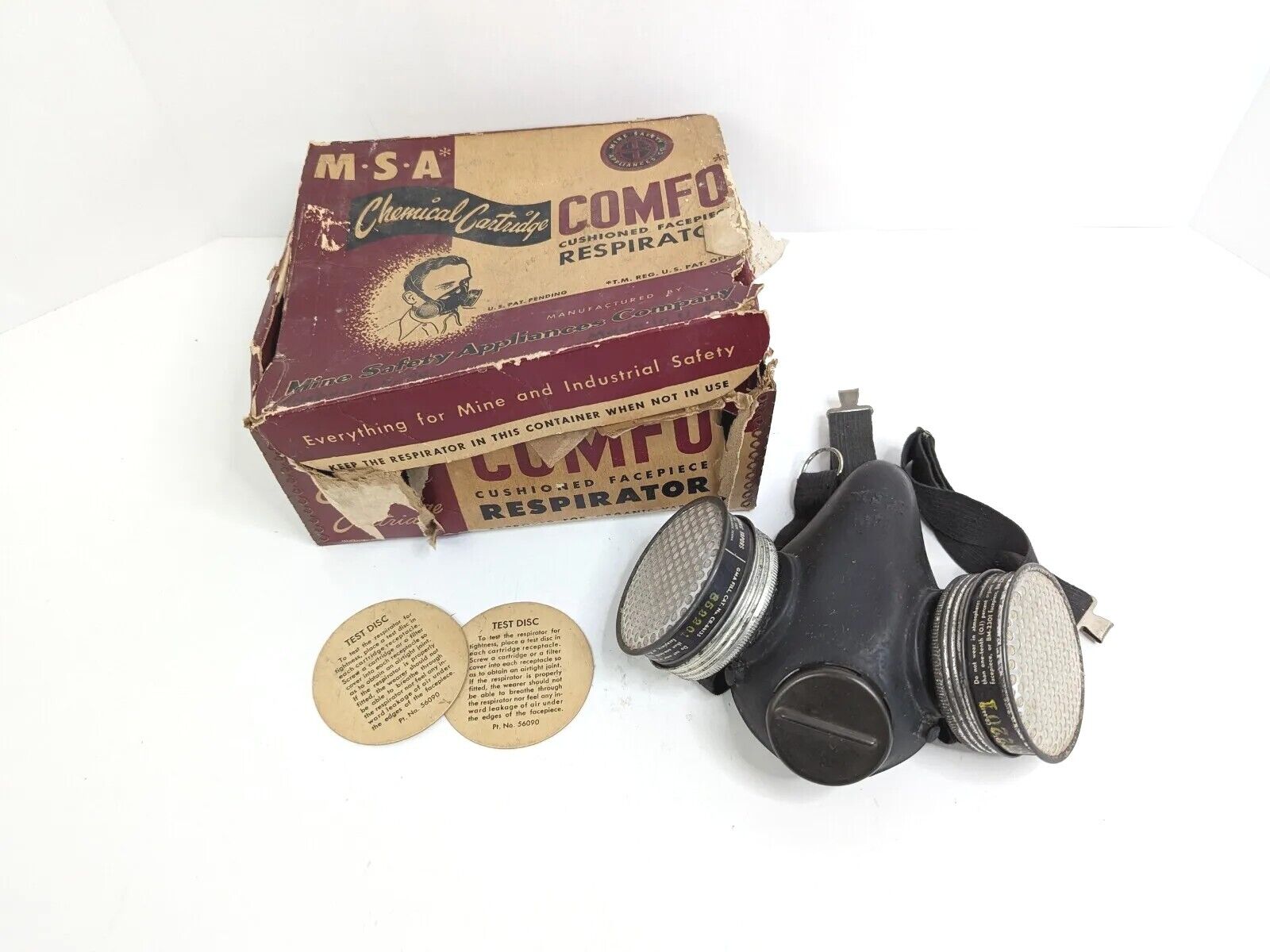 Chemical Cartridge MSA Comfo Cushioned Respirator BM-2301 Original Box 1950s 
