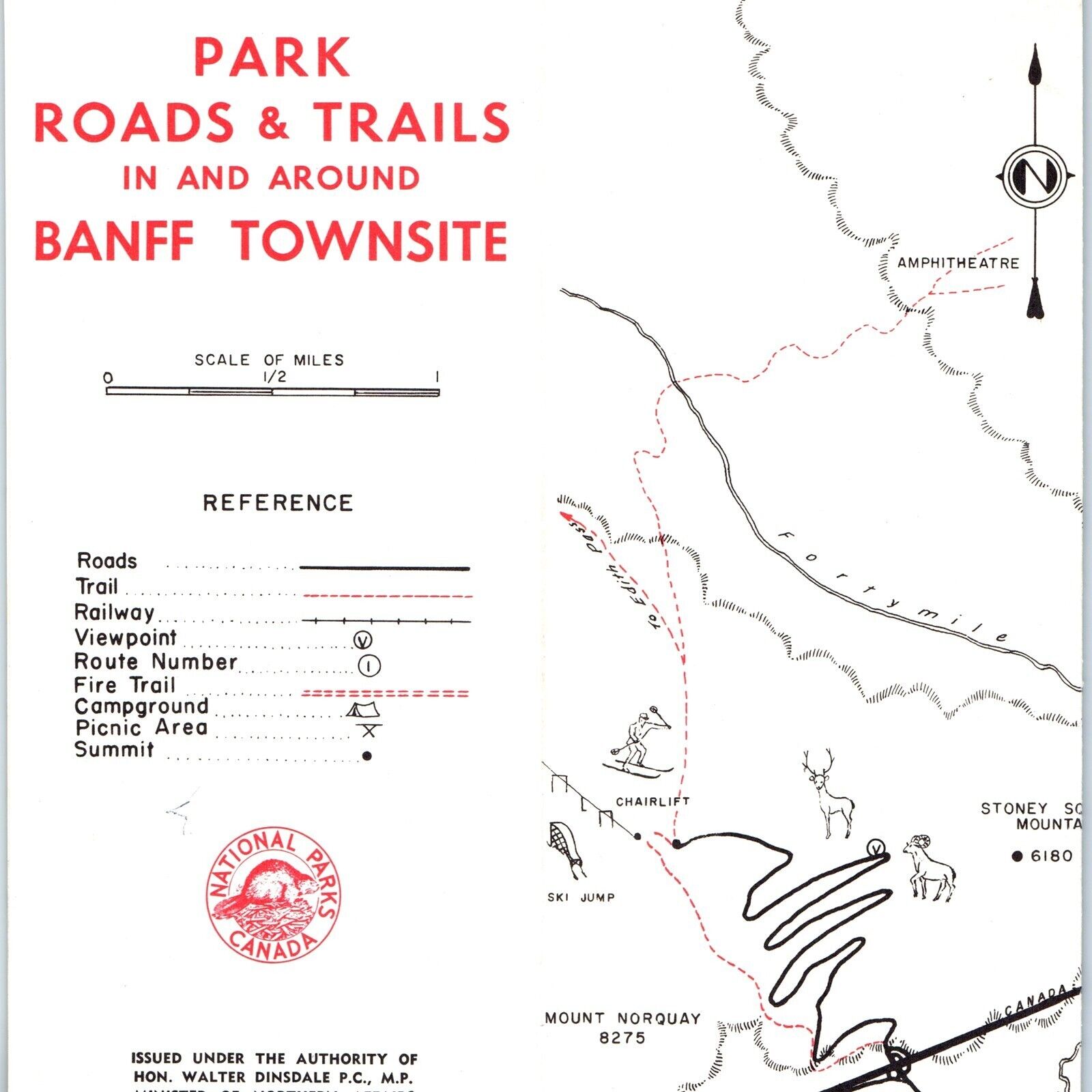 c1960s Banff Townsite, Alberta, CA Map Brochure Issued by Walter Dinsdale CAN 1N