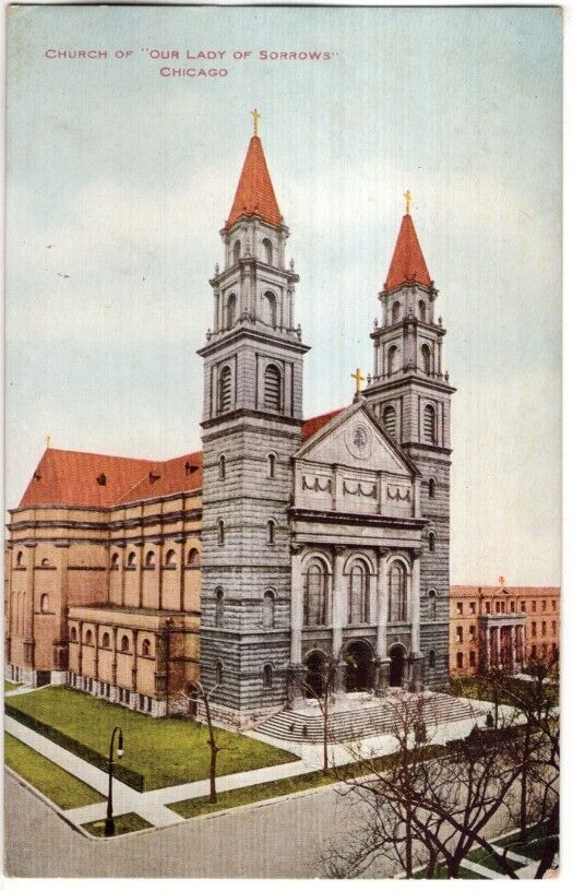 ANTIQUE Postcard    CHURCH OF OUR LADY OF SORROWS  -  CHICAGO, ILLINOIS