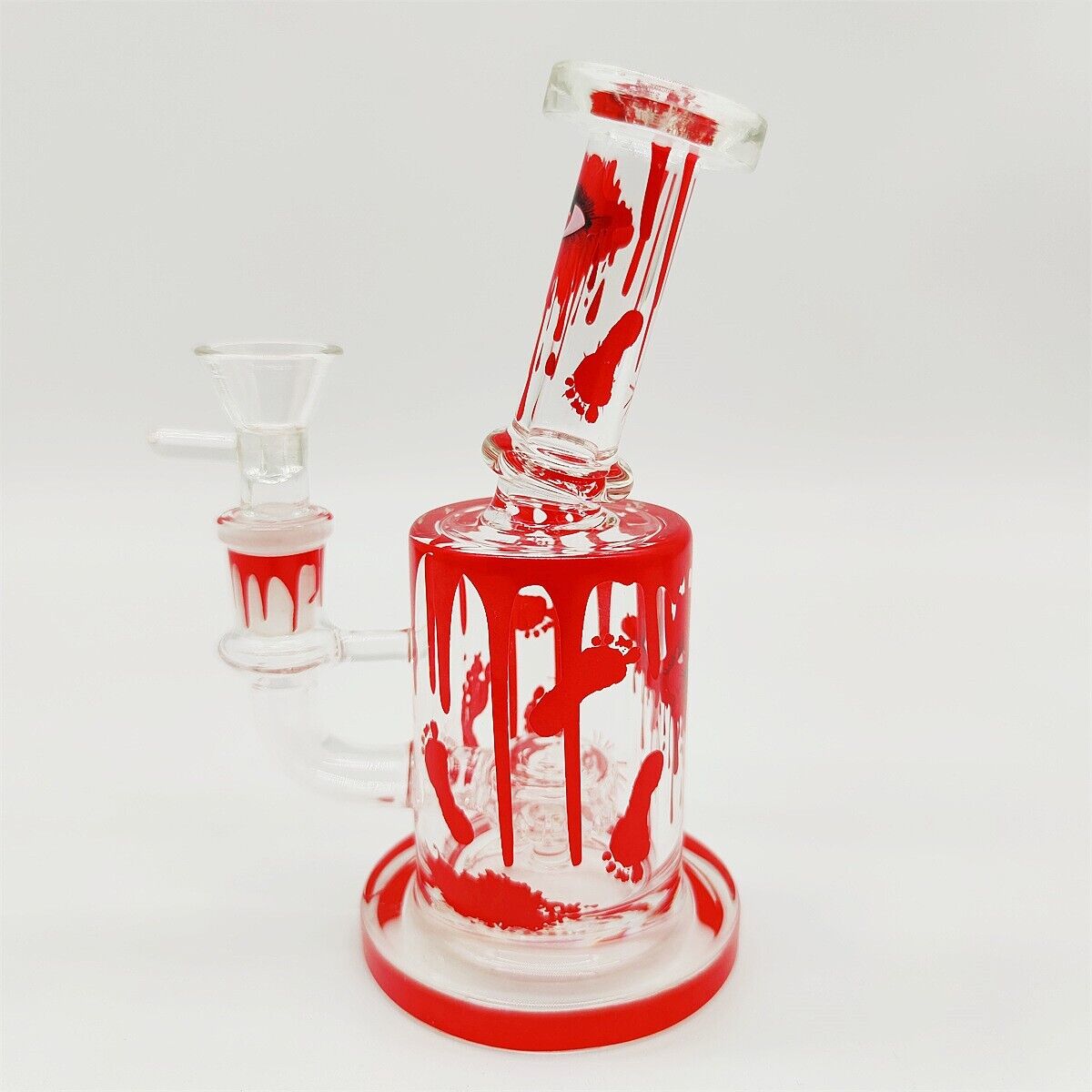 Halloween Scary Bloody Feet 6 Inch Portable Red Glass Bong Water Pipe 14MM