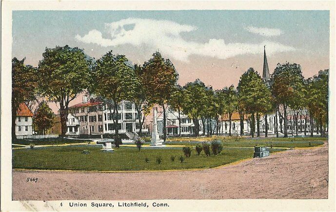 1924 Postcard - Union Square - Litchfield CT
