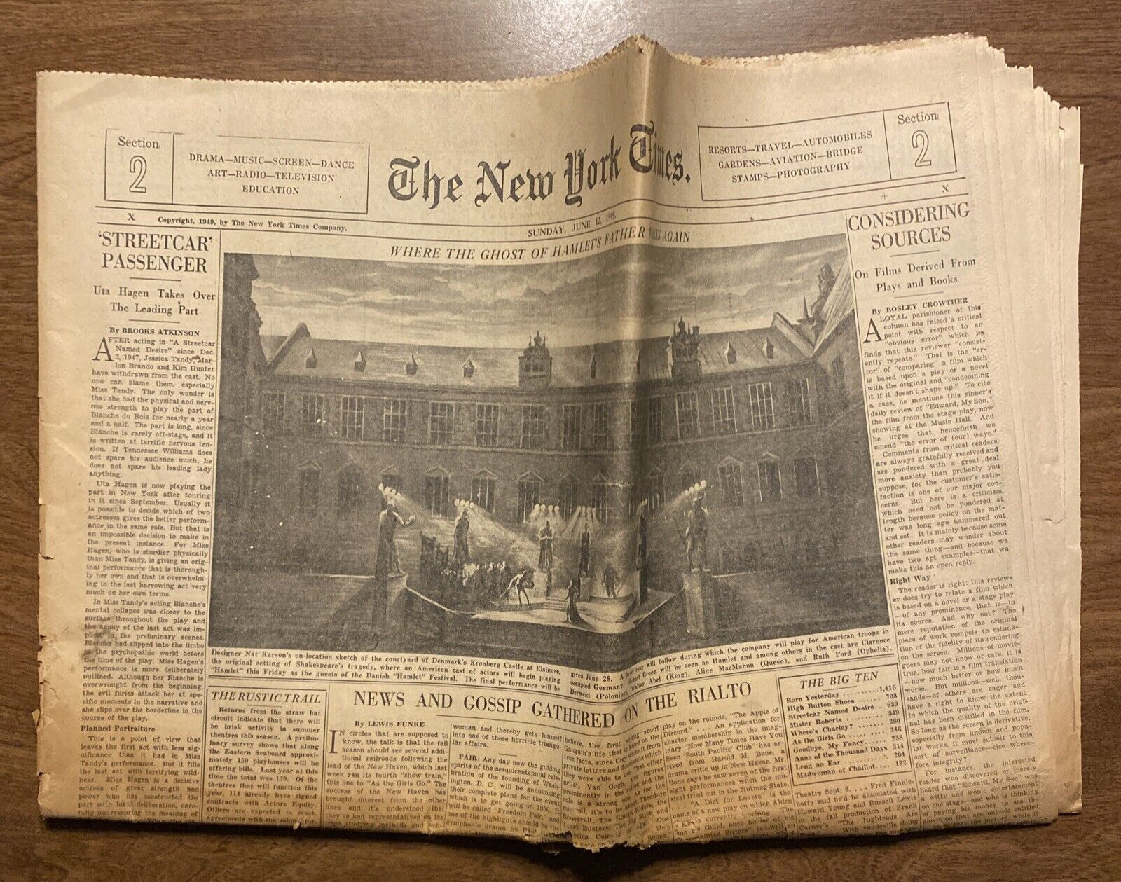 Vintage The New York Times Sunday June 12 1949 Section 2 Newspaper **Poor Cond**