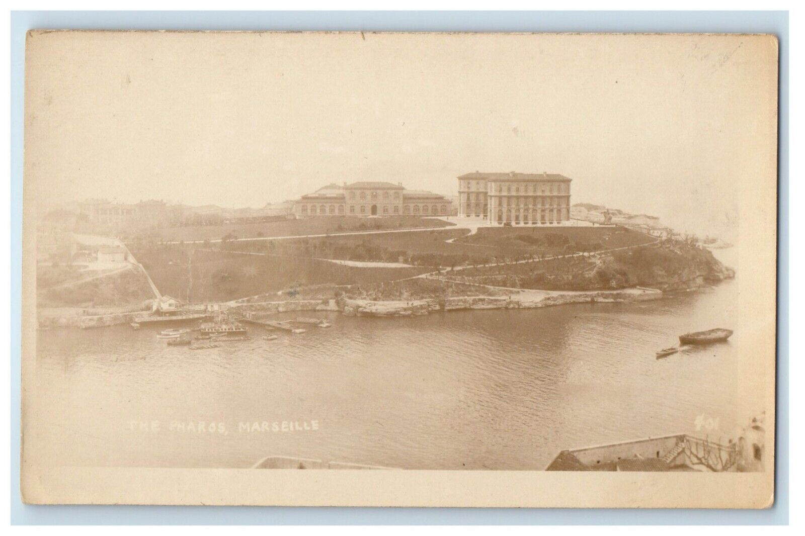 c1920's The Pharos Marseille France, Boat Scene RPPC Photo Vintage Postcard