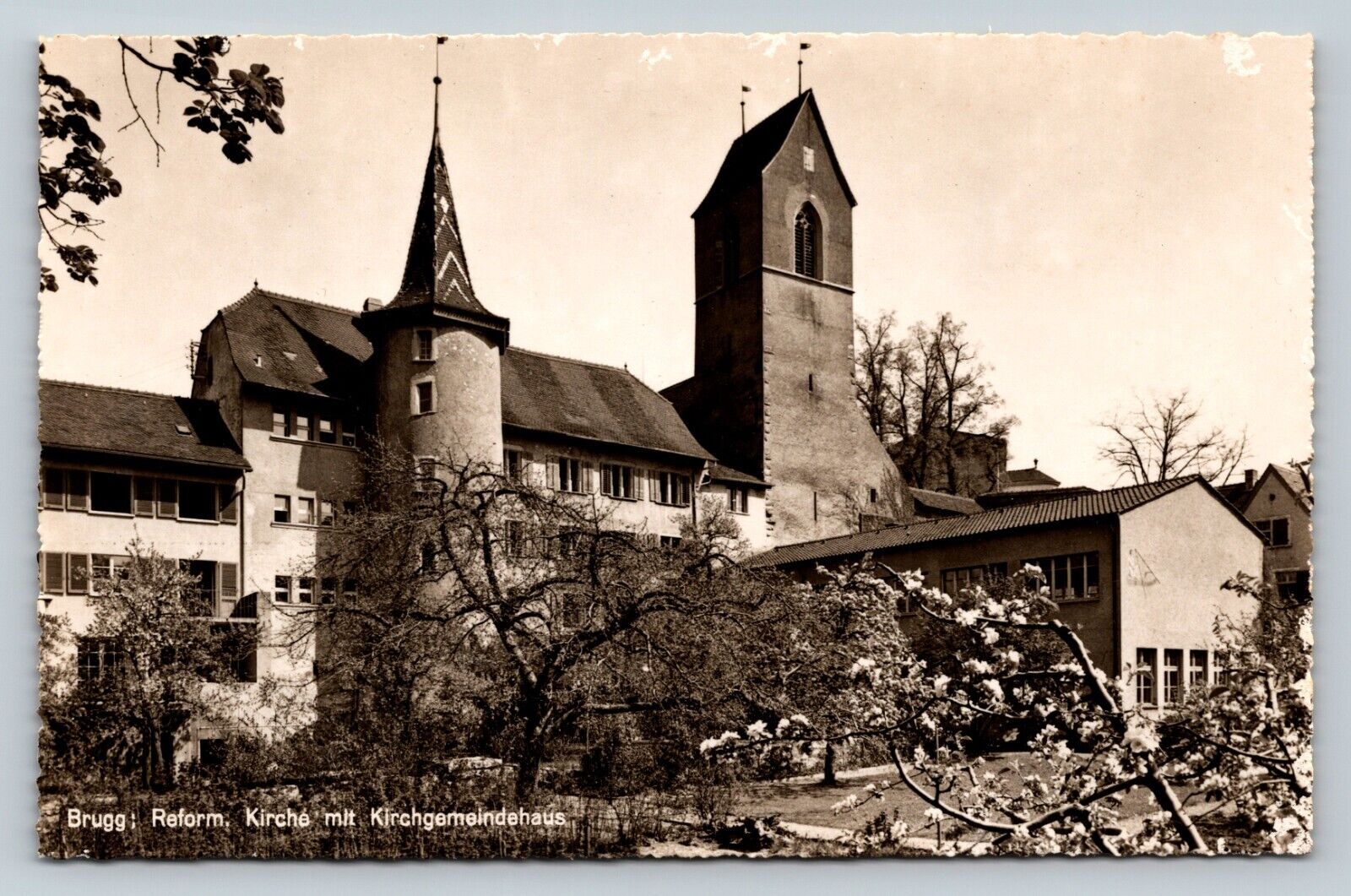 Brugg Switzerland Church & Parish House VINTAGE RPPC Photo Postcard Unposted