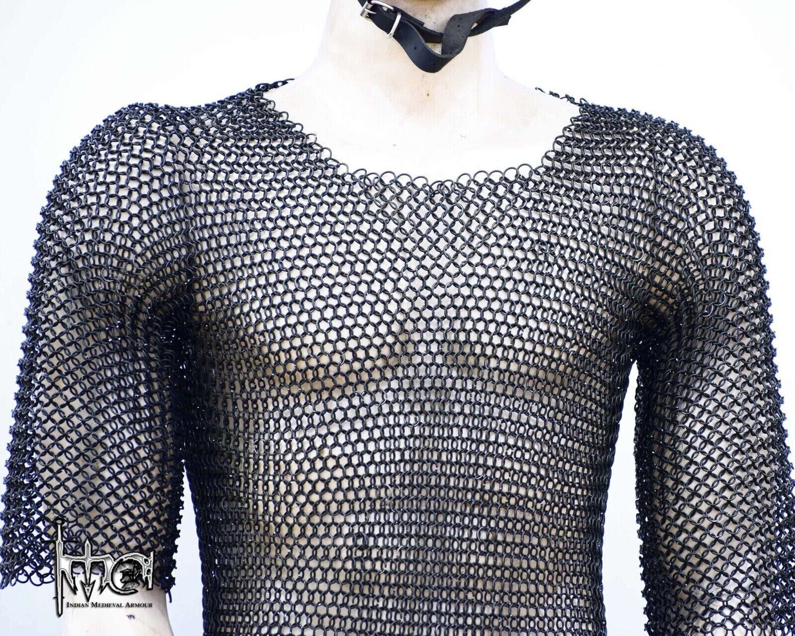 Medieval Butted Black Chain Mail Shirt - Aluminum Chainmail Armor IMA-CM-008