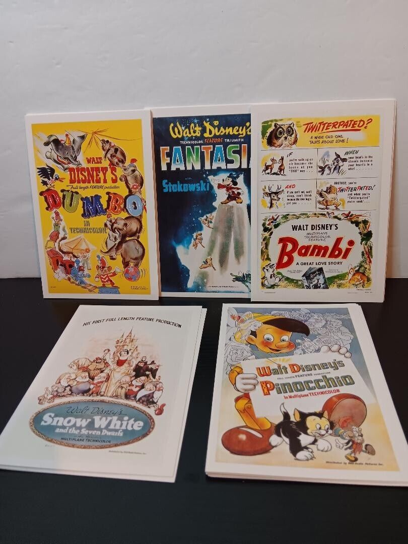 Walt Disney Movie Poster Cards w/ Envelopes Walt Disney Gallery, The Early Years