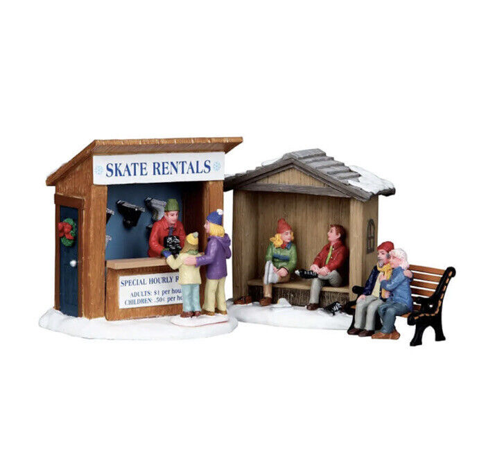 Lemax Skate Rentals Set Of 3-Holiday  Village Carnival Accent