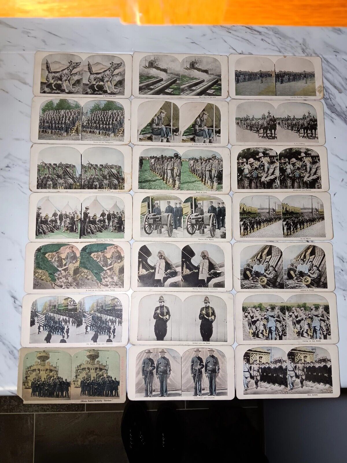 Antique Lot of 21 WWI Military Stereoview Cards 