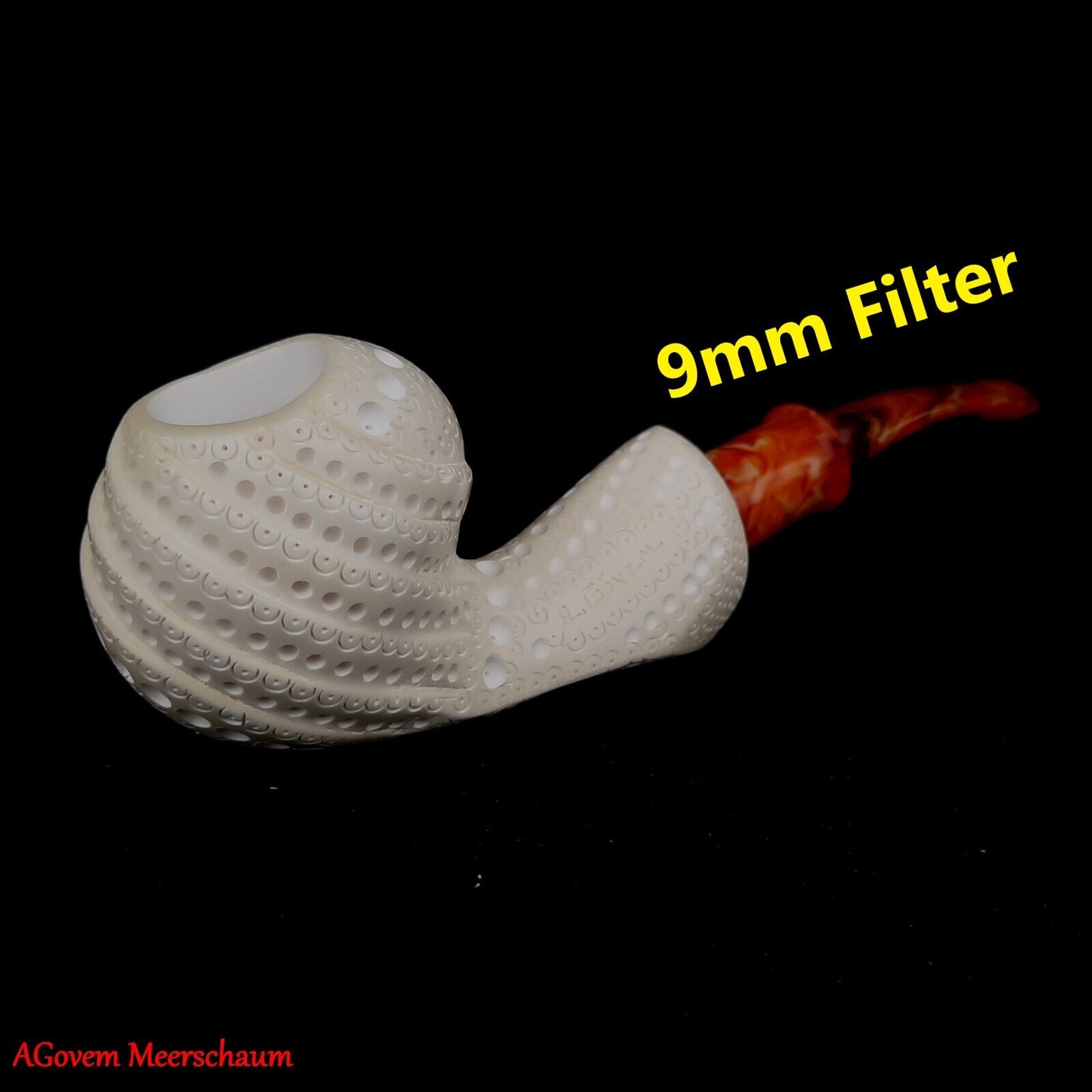AGovem Handcarved 9mm  Modern Meerschaum Smoking Tobacco Pipe, Pipa AGM-1735
