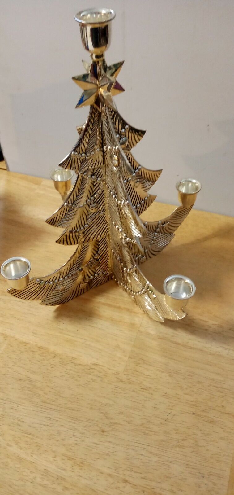 Godinger Silver Plate Christmas Tree / Candlelabra 11 3/4 Inches High
