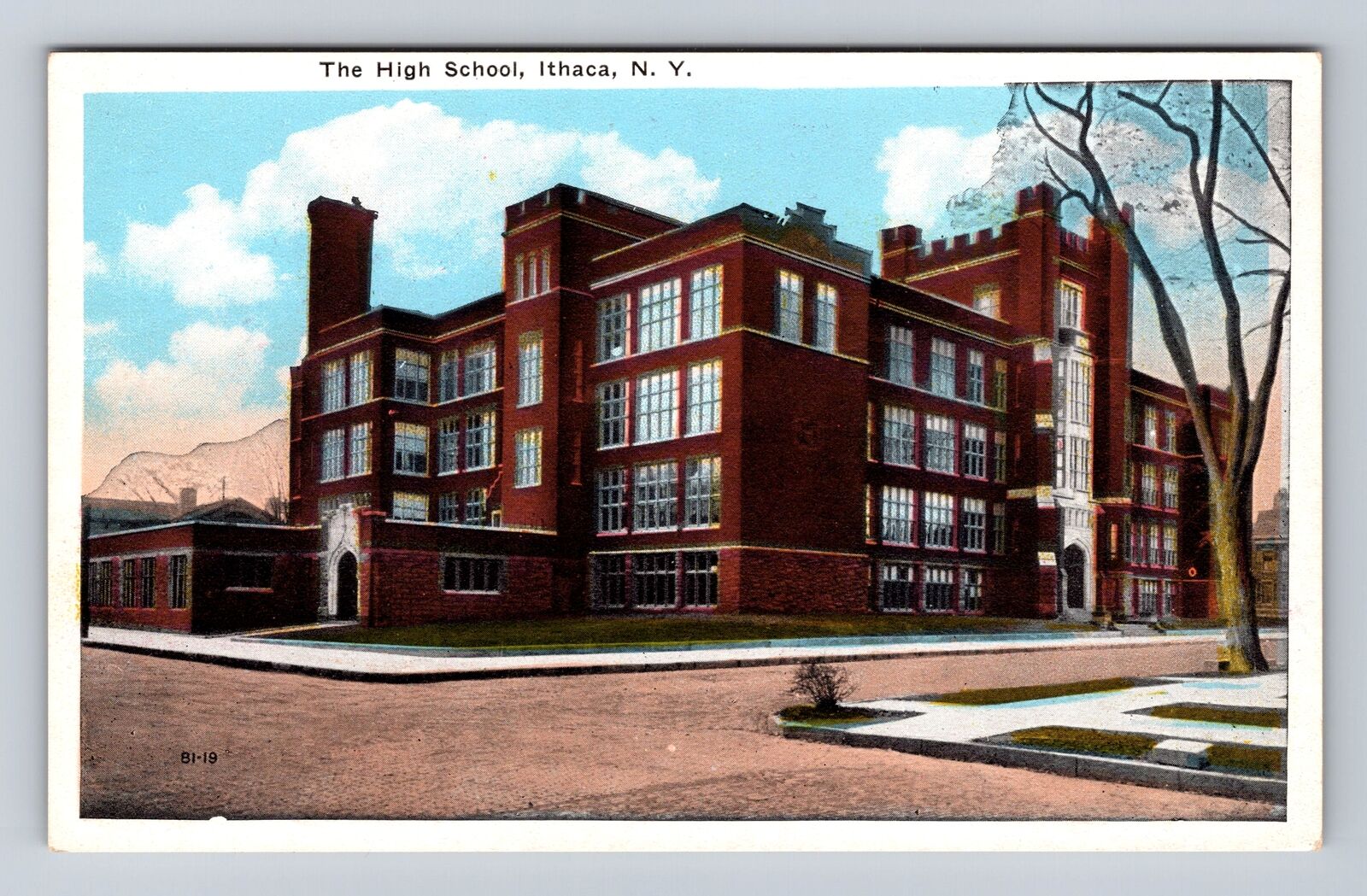 Ithaca NY-New York, The High School, Antique Vintage Souvenir Postcard