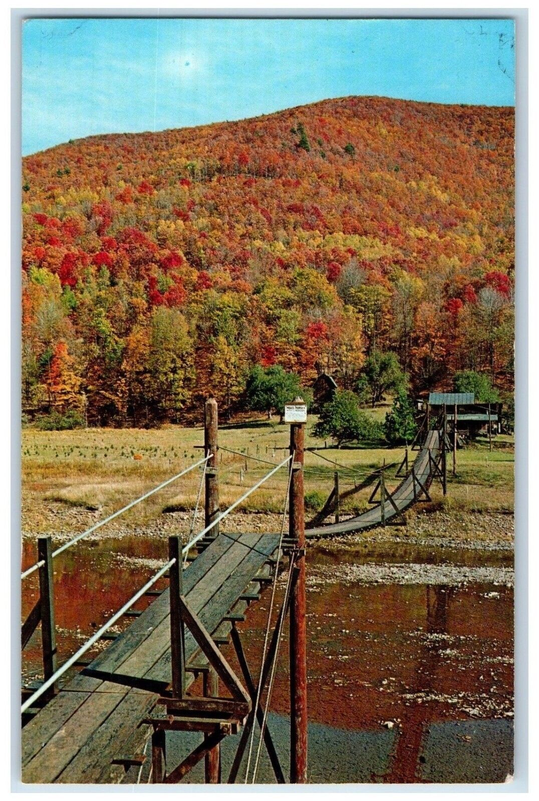 c1960 Greetings From Woolrich Pennsylvania PA Swinging Bridges Vintage Postcard