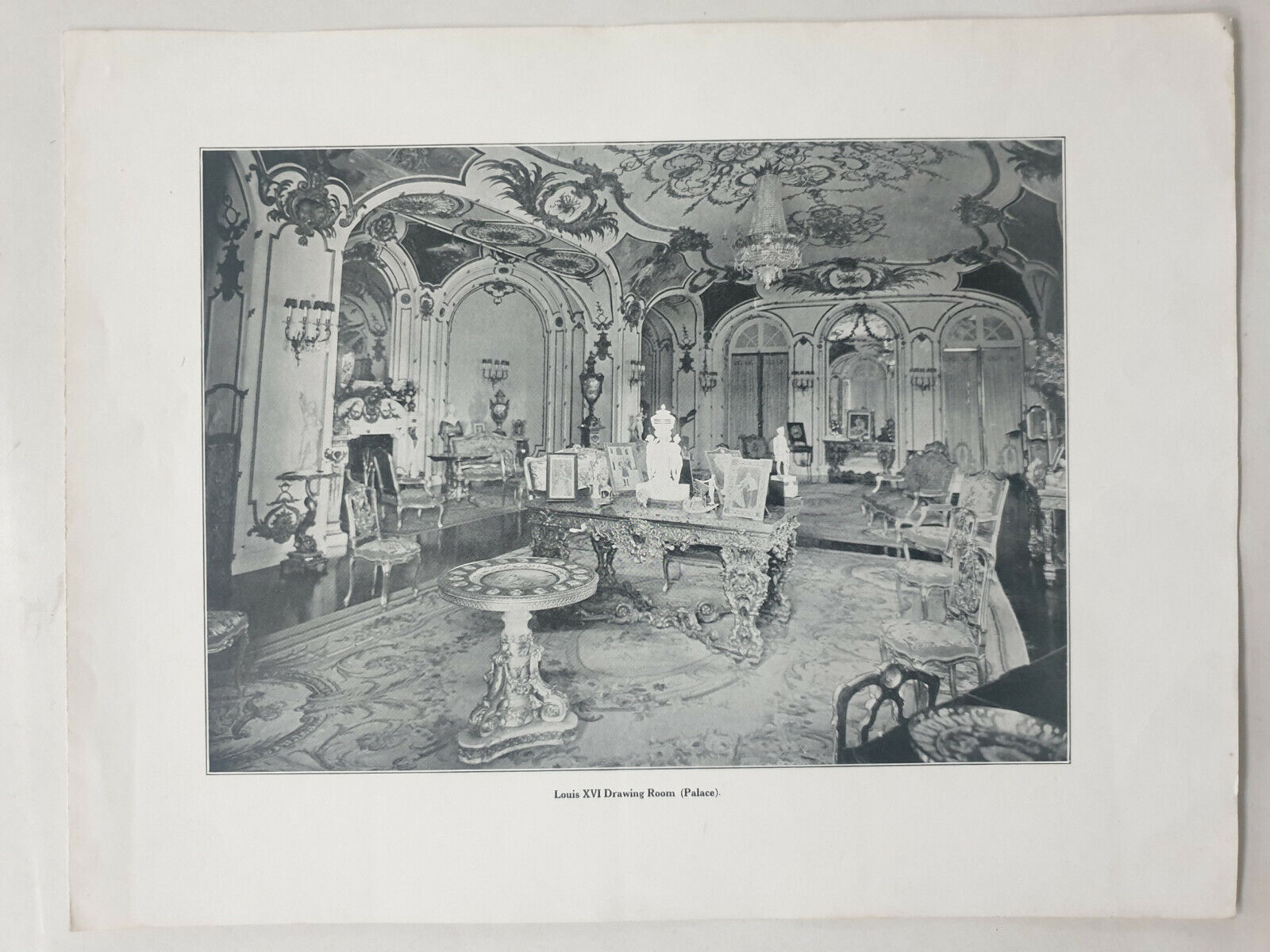 India Vintage 30\'s Print LOUIS XVI DRAWING ROOM PALACE KAPURTHALA 15in x 11.50in