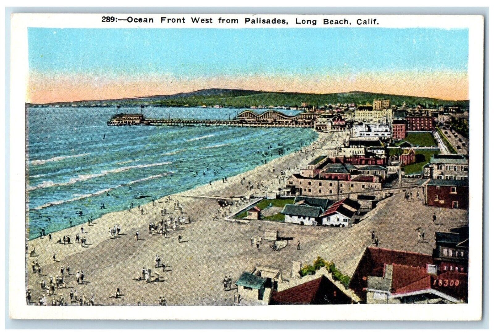 c1920 Ocean Front West Palisades Long Beach California Vintage Antique Postcard