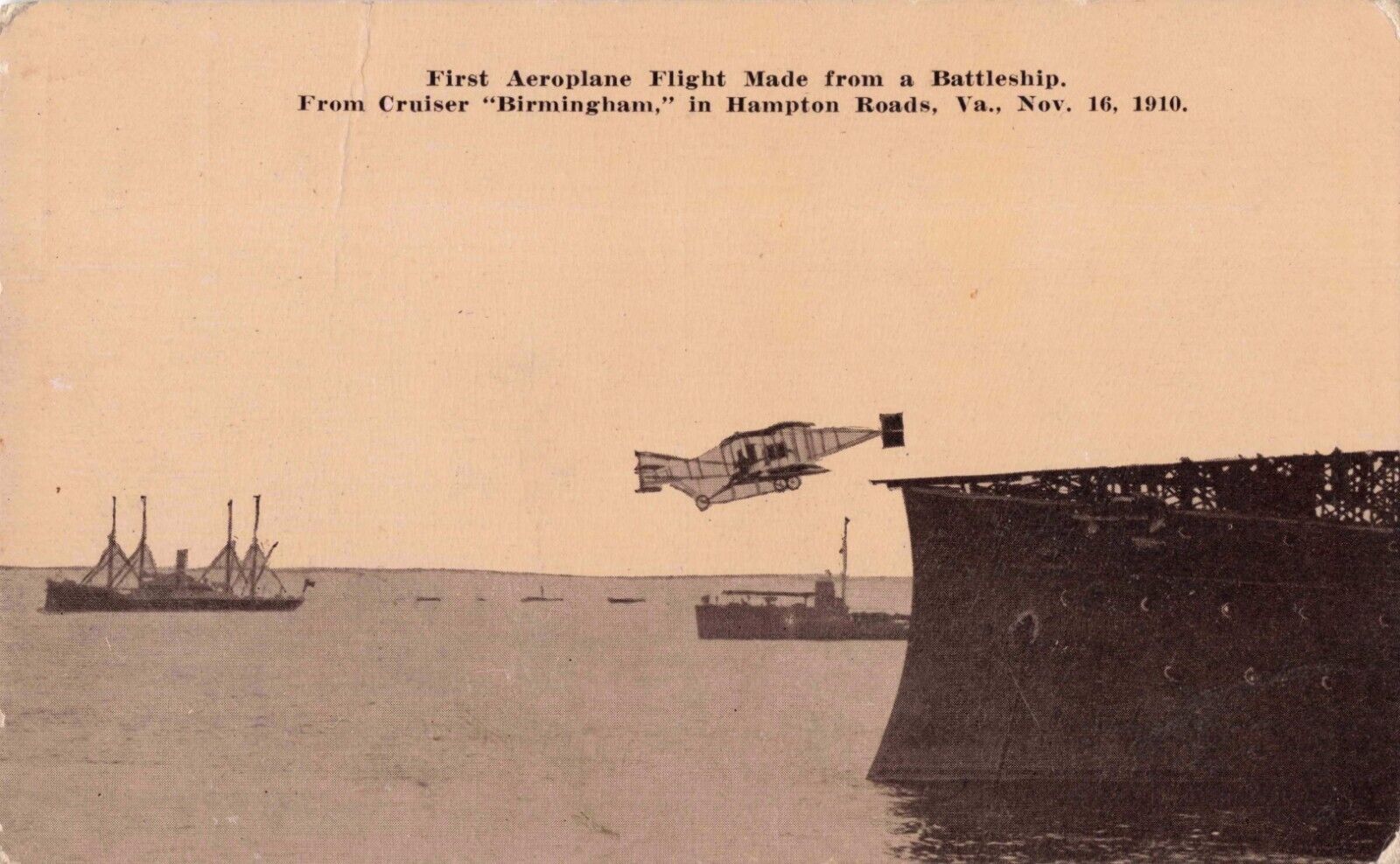 First Aeroplane Flight from a Battleship Birmingham Hampton Roads Virginia 1910