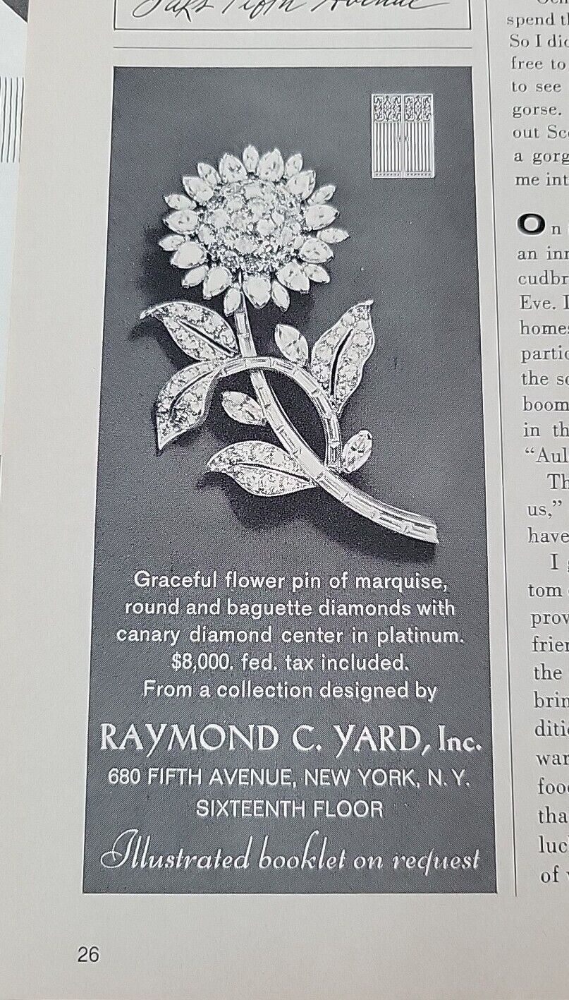 1965 Raymond C. Yard Flower Pin Brooch Jewelry Vintage Ad