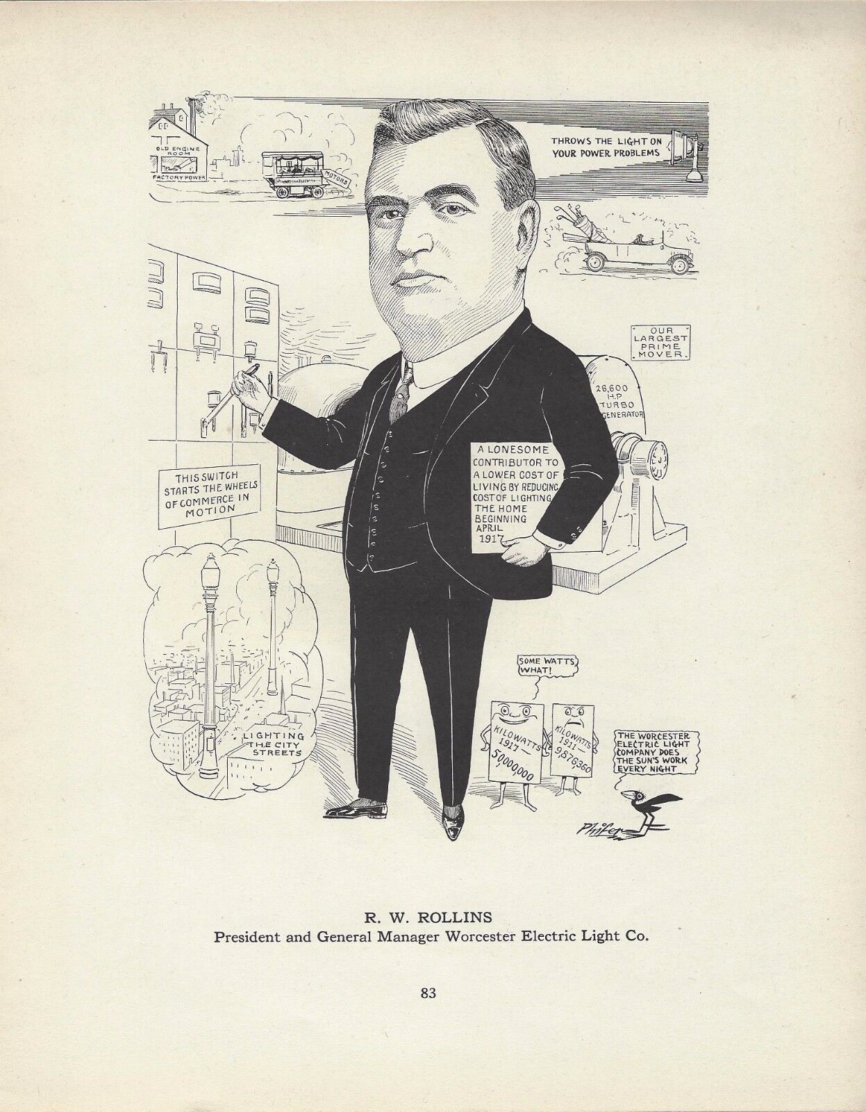 1917 Worcester Massachusetts Frank Drury Merchants National RW Rollins Electric 
