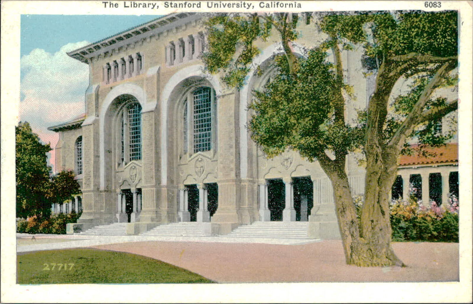 Postcard:  The Library, Stanford University, Californ