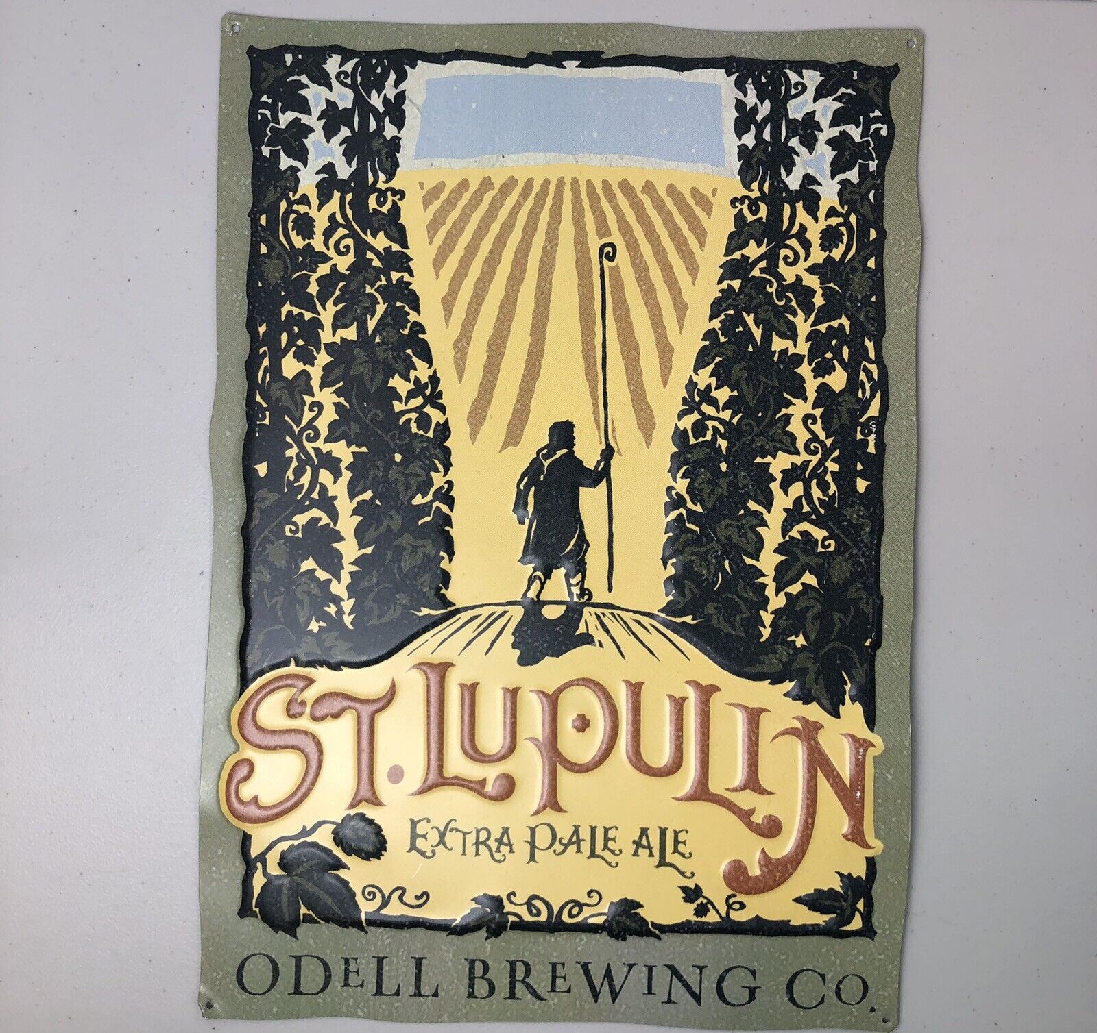 St. Lupulin Metal Beer Sign Odell Brewing Craft Beer Colorado Mancave 14”x20”