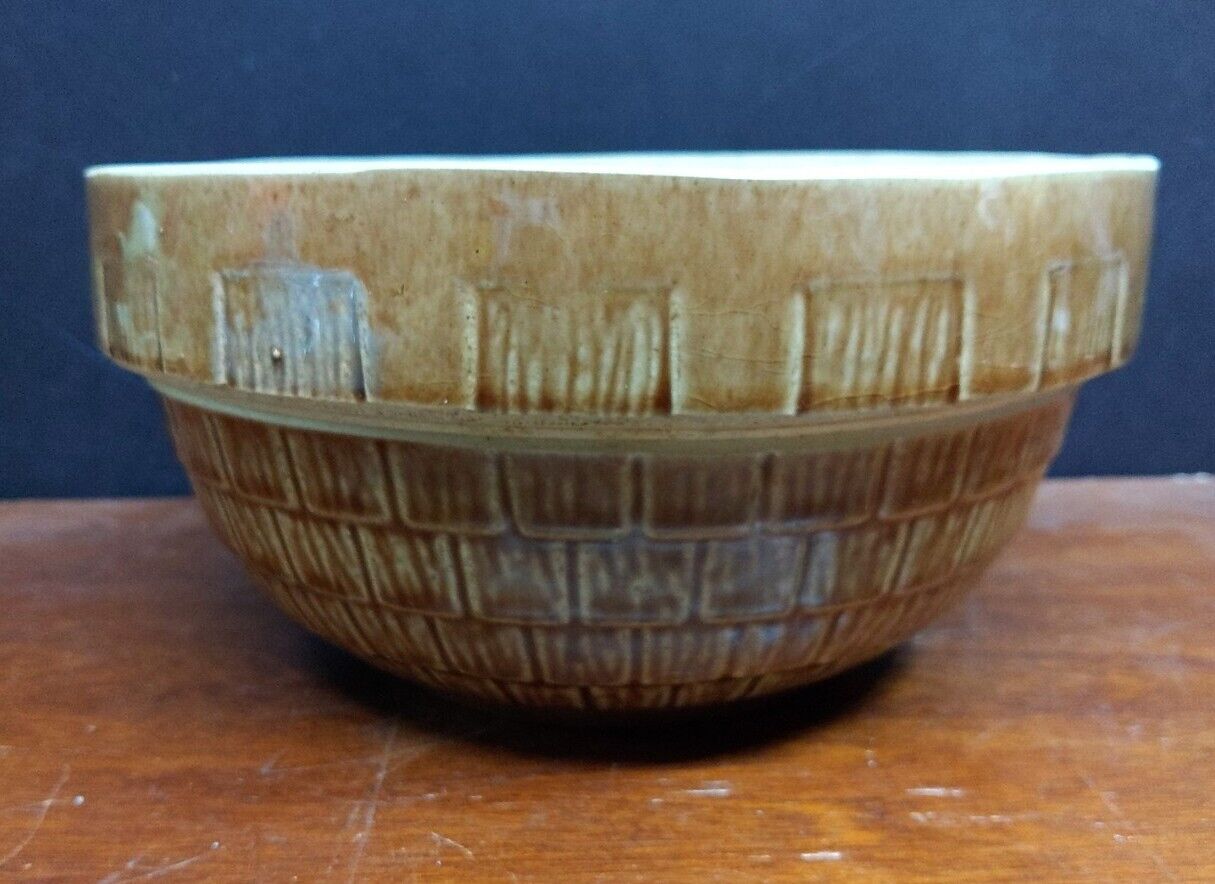 Vintage McCoy Pottery Tan Shingles Mixing Bowl #8