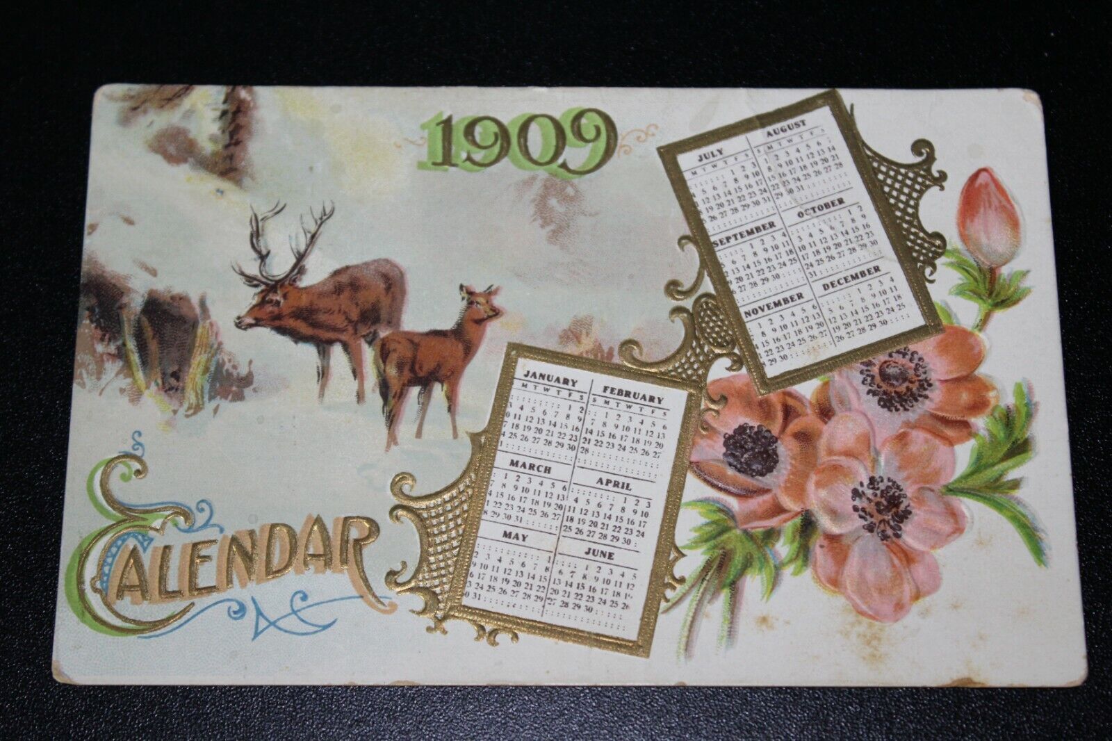 1909 Antique Calendar MAIN GENERAL HOSPITAL Portland OR DR Postcard Rare