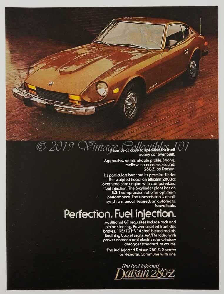 1976 Nissan Datsun 280Z GT sports coupe classic car photo art decor vintage ad