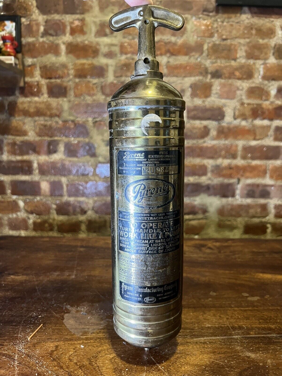 Antique Pyrene Fire Extinguisher B-2 C-2 Empty Brass
