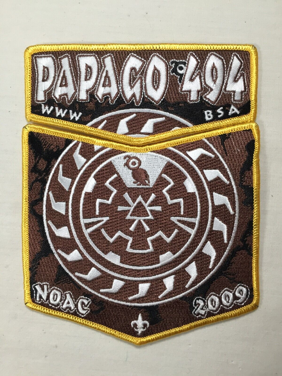 Papago OA Lodge 494 2009 NOAC yellow 2pc set Flap BSA Patch