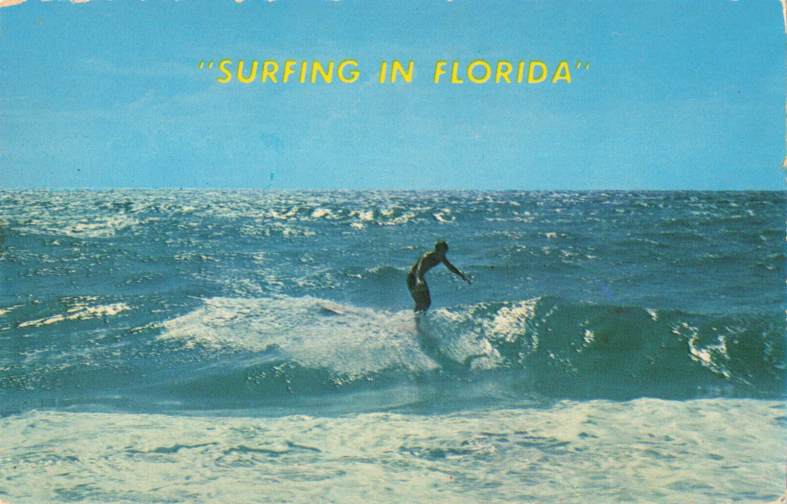 Hollywood FL Florida, Surfing in Florida on the Gold Coast, Vintage Postcard