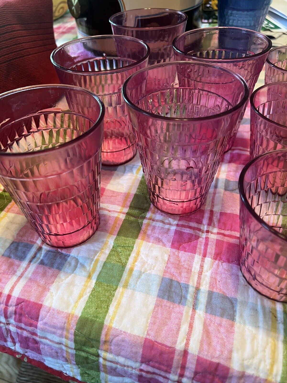 Vintage Oatmeal Box Juice Glasses Set Of 12 Pink/purple (5 Large,7small)