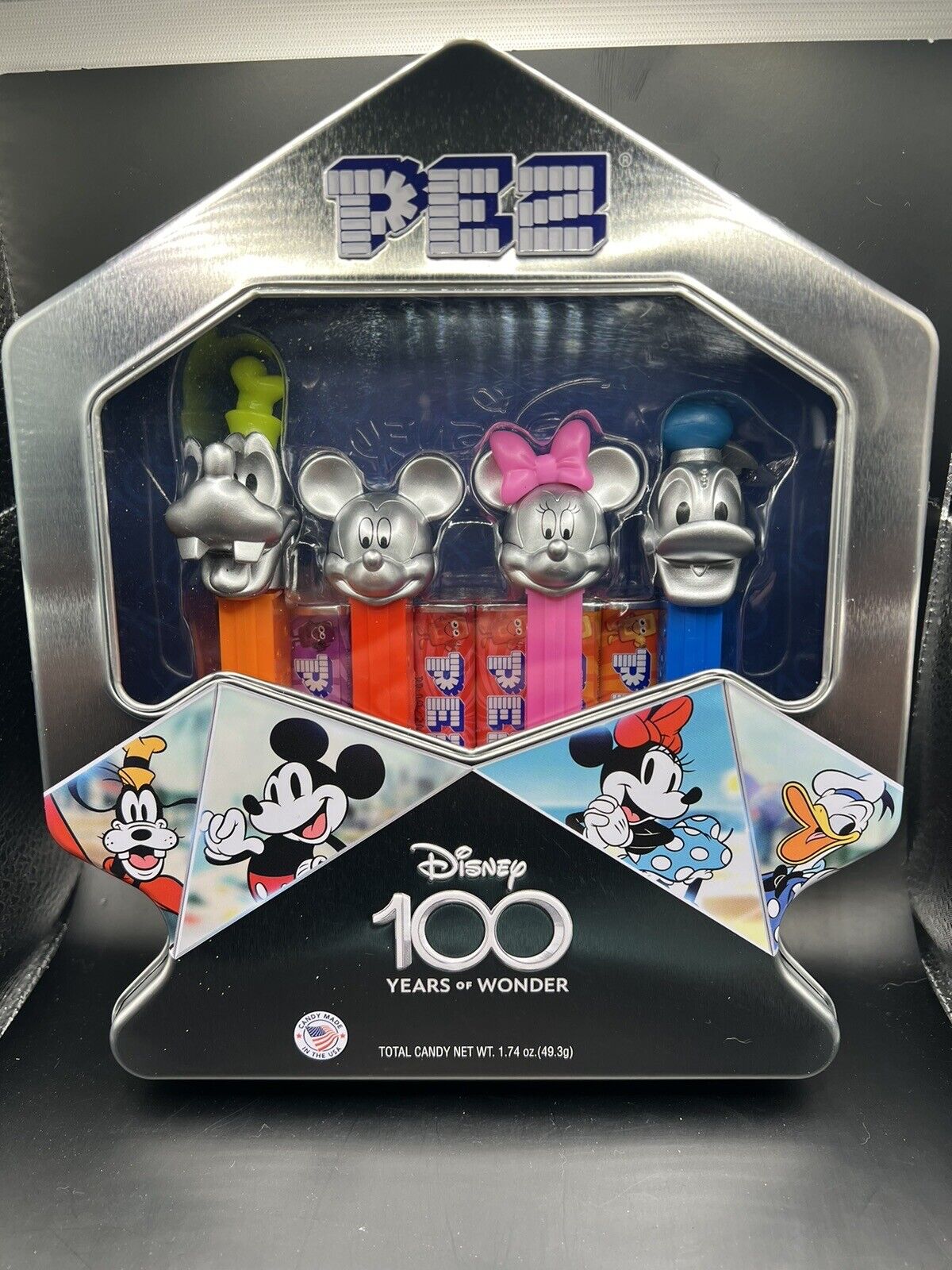 Disney PEZ “100 Years Of Wonder” Platinum Set Of 4 ~ Anniversary Collectors Tin