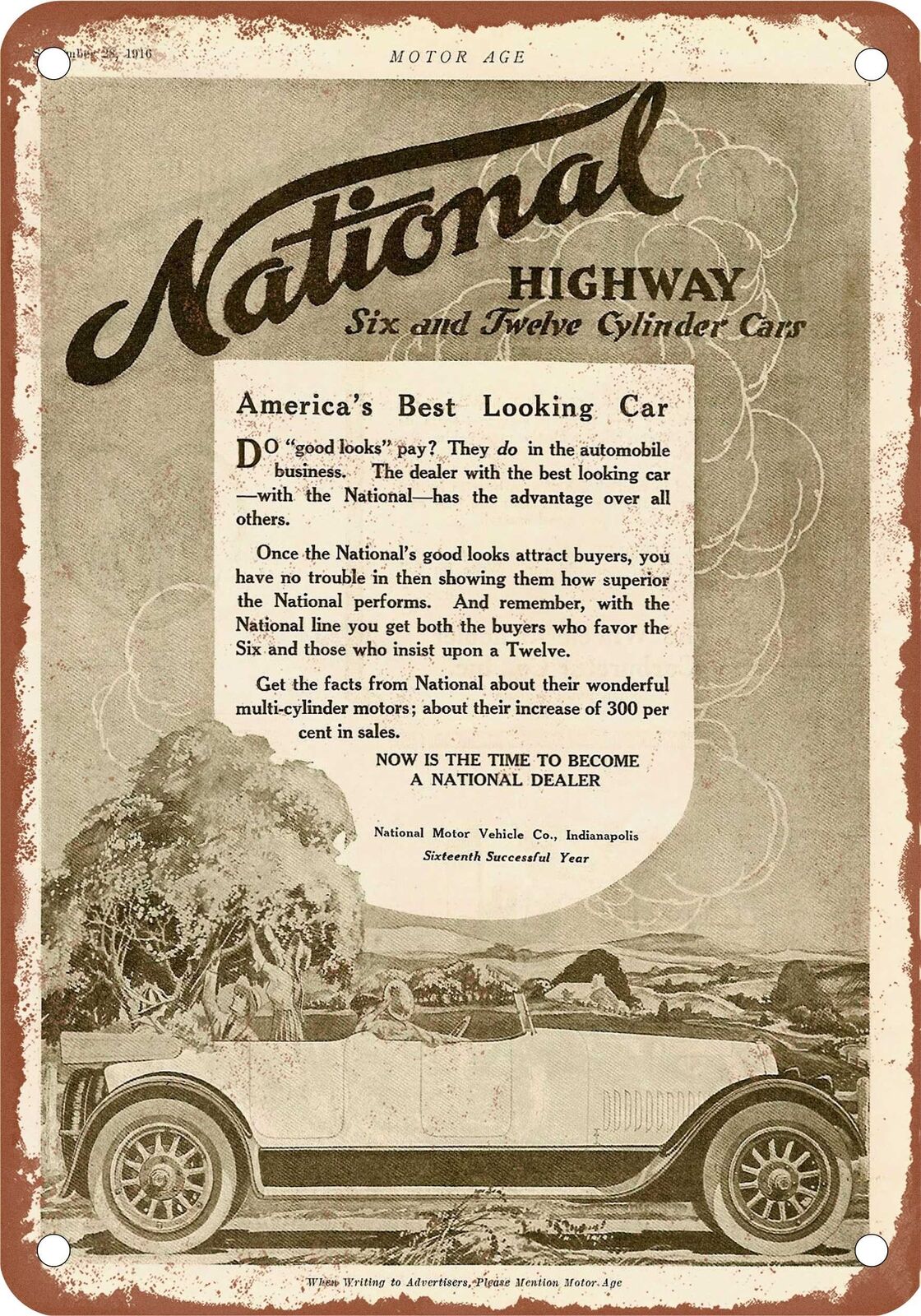 METAL SIGN - 1916 National Vintage Ad 01 - Old Retro Rusty Look