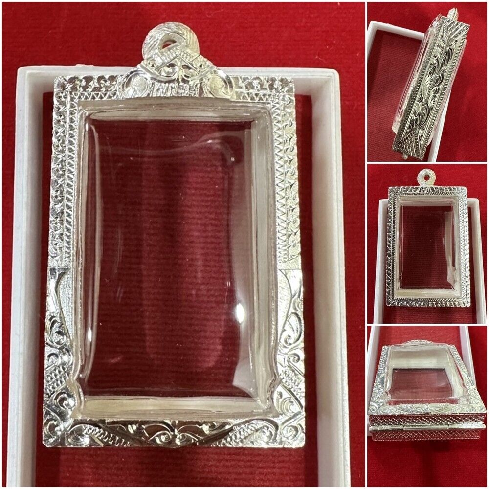 S2 Real Silver 92.5 Case Phra Somdej Lp Frame Empty Amulet Pendant 3*4.5*0.8cm