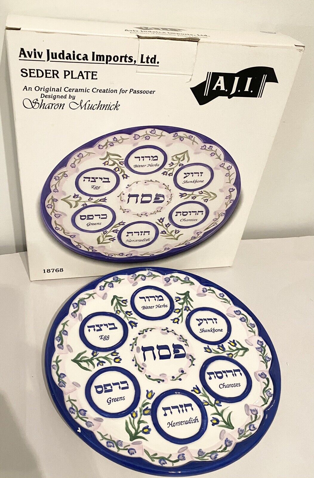 NEW IN BOX Aviv Judaica Seder Plate Sharon Muchnick 18768 9\
