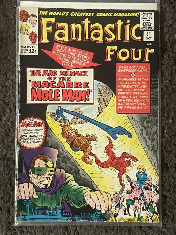 Fantastic Four #31 (RAW 4.0-5.0 - MARVEL 1964) (ITEM VIDEO) Stan Lee. Mole Man
