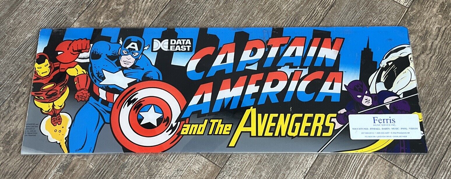 Captain America and the Avengers Arcade Cabinet Marquee Plexi Sign Original 1991