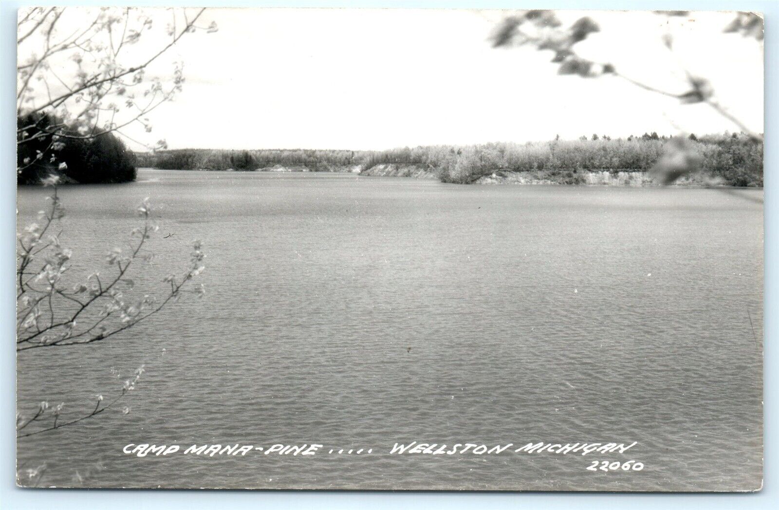 Postcard MI Wellston Camp Mana Pine Lake RPPC Real Photo A07
