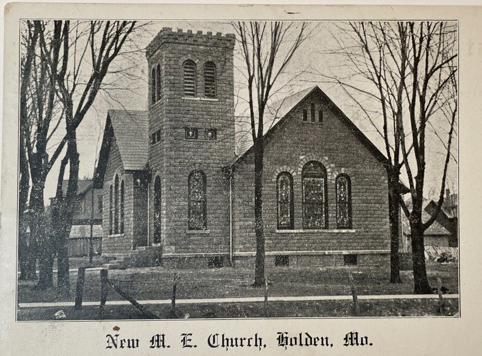 Antique Litho Postcard - 1903 Golden, Missouri New M.E. Church 