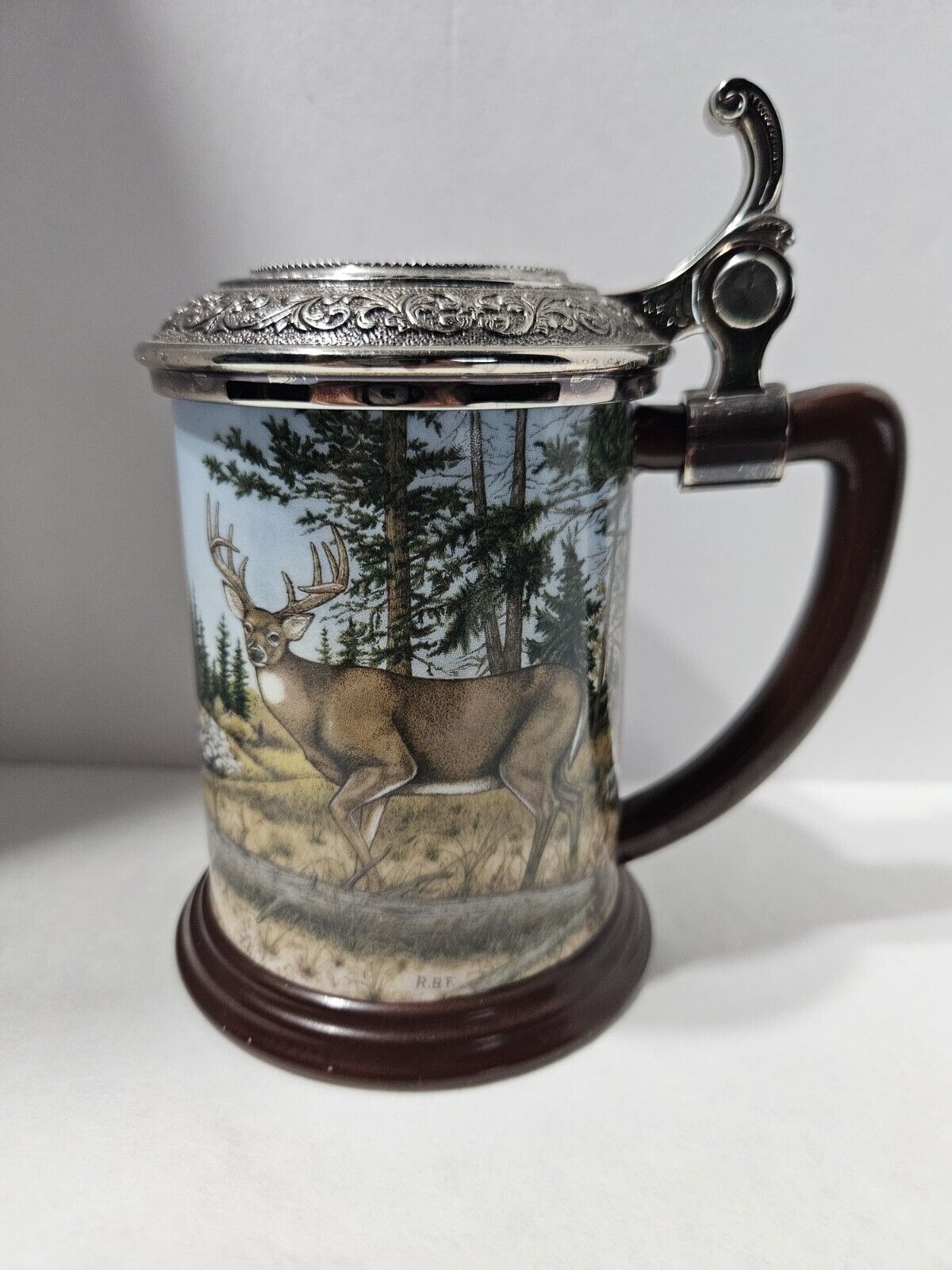 Franklin Mint The Official 10 Point Buck Collector Tankard Stein By Rick Fields