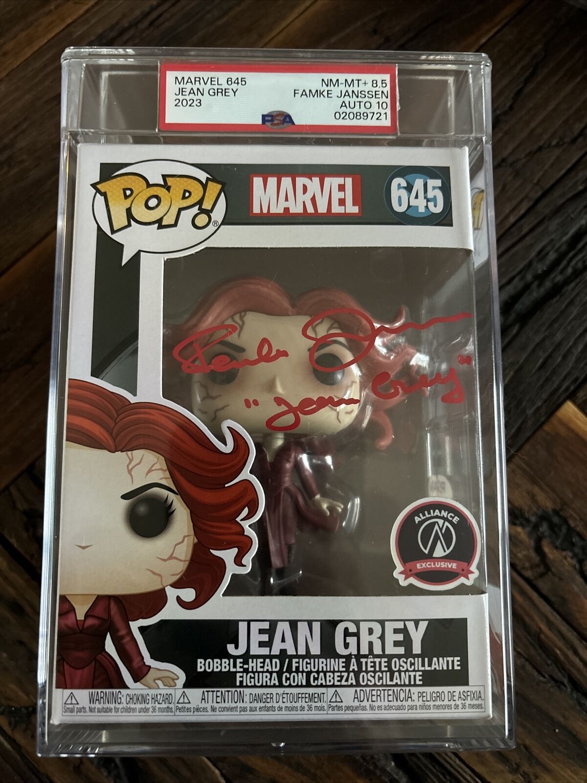 Famke Janssen Signed Jean Grey Marvel X-Men Funko Pop 645 PSA Authentic Encased