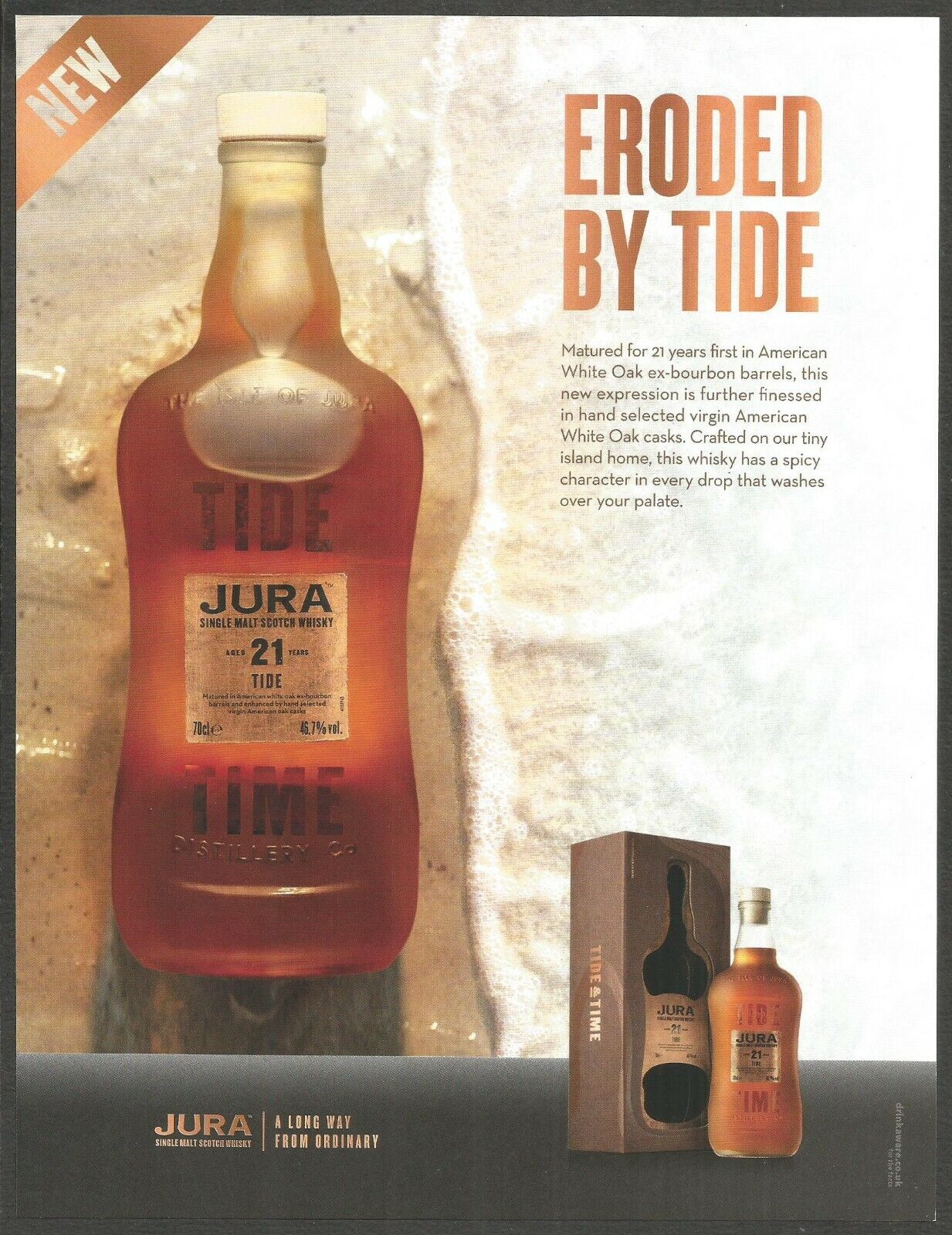 JURA Single Malt Scotch Whisky . Aged 21 Years - Eroded by Tide - 2019 Print Ad