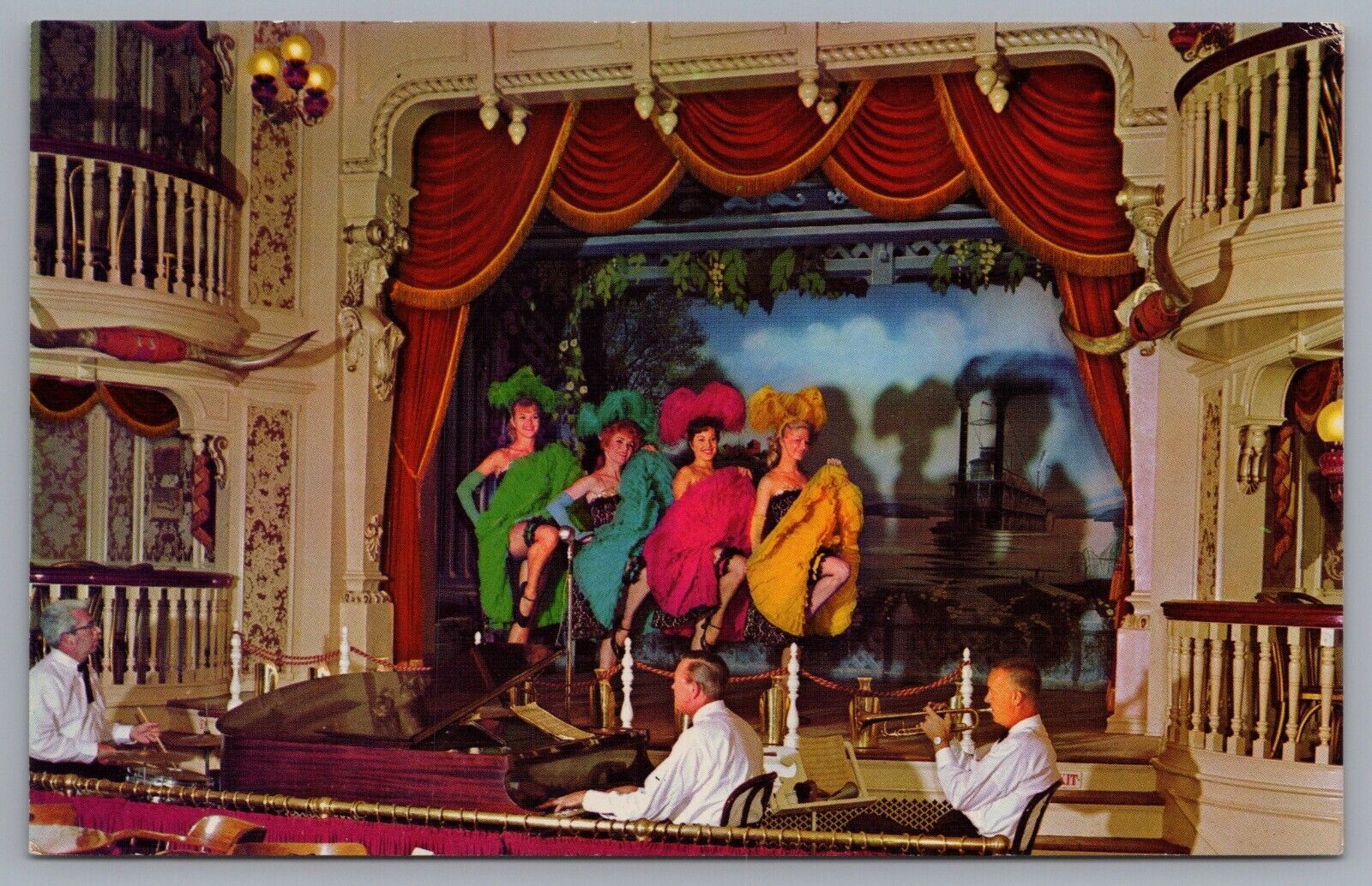 Disneyland Golden Horseshoe Show Can-Can Girls Frontierland C-5 Postcard