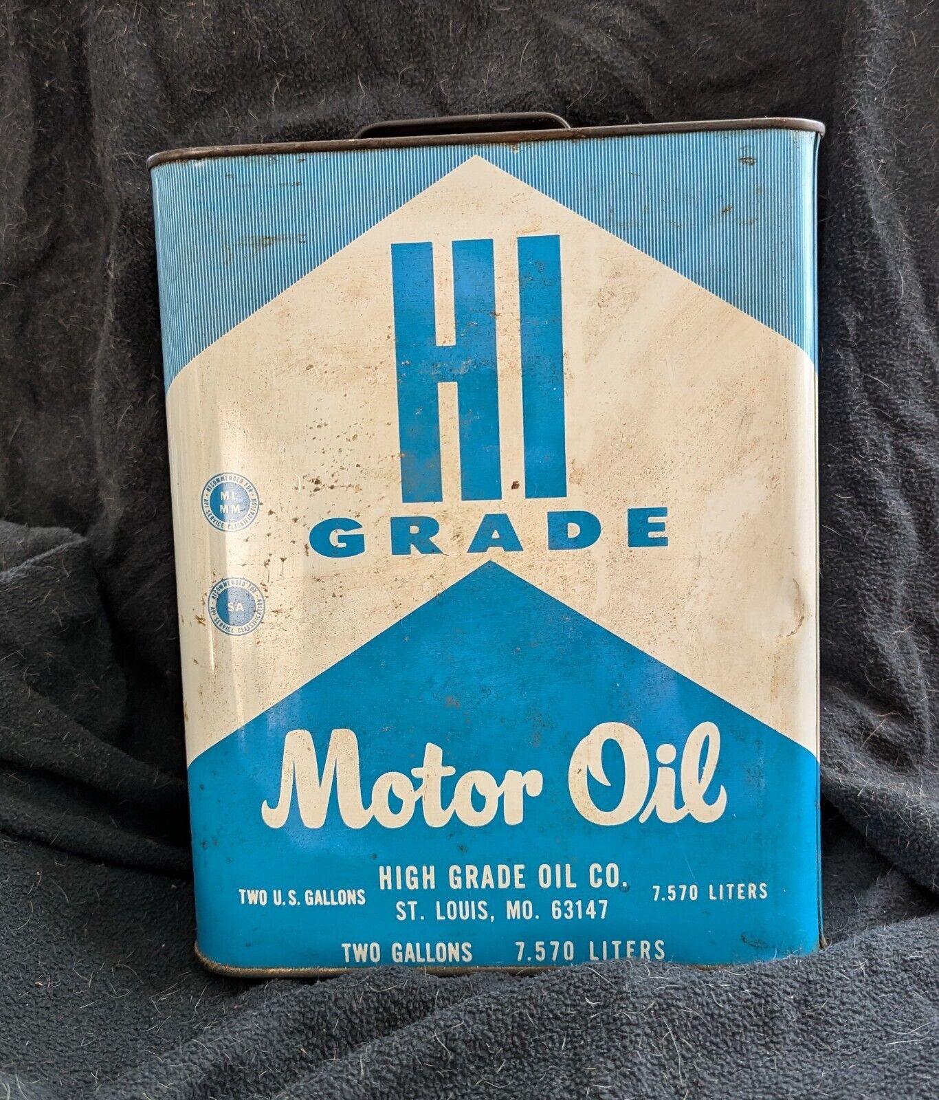 Vintage 2 Gallon HI GRADE Motor Oil Can