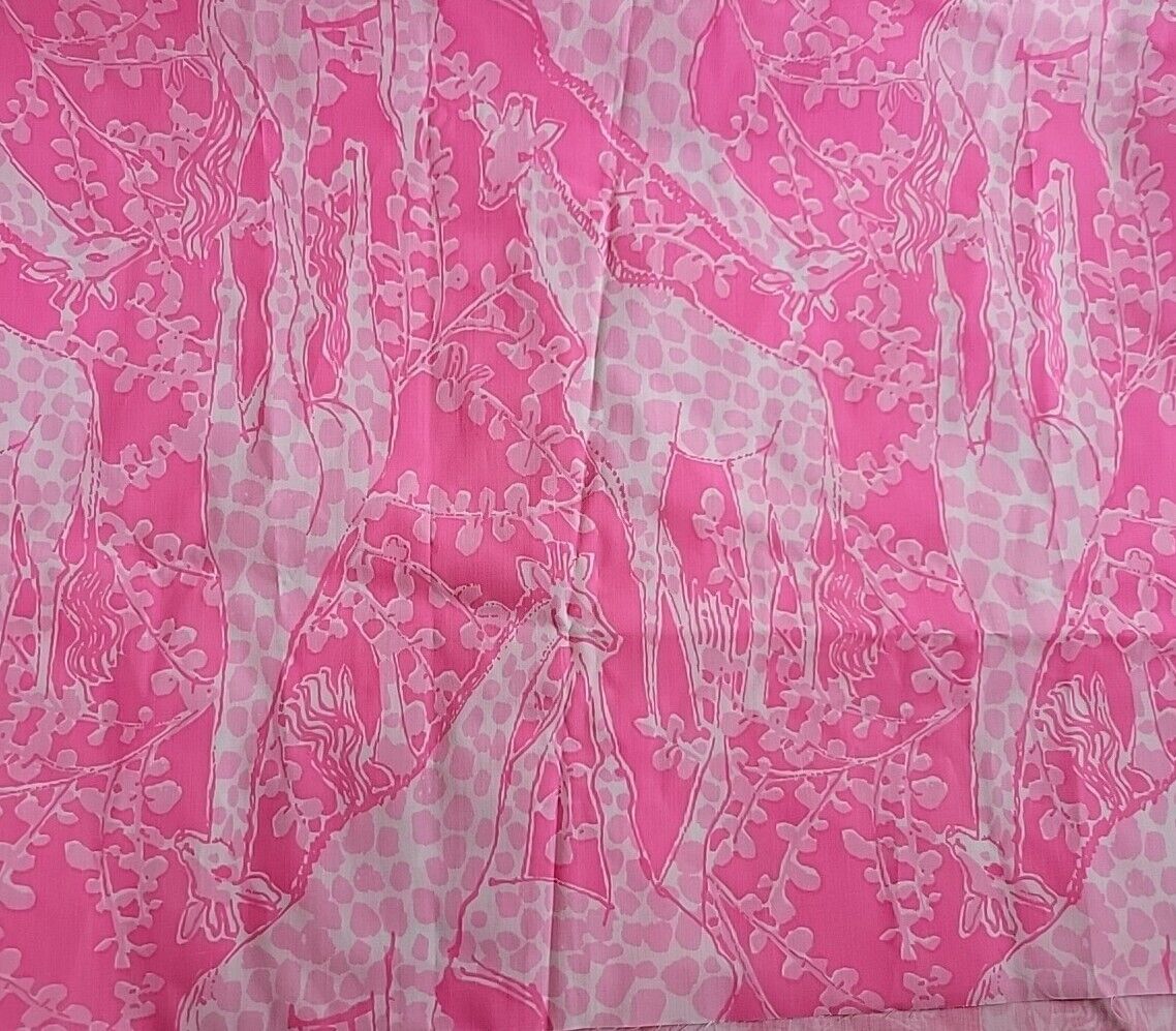 Pink Giraffes “Babbie” By Zuzek Vintage Key West Hand Print Fabric 44\