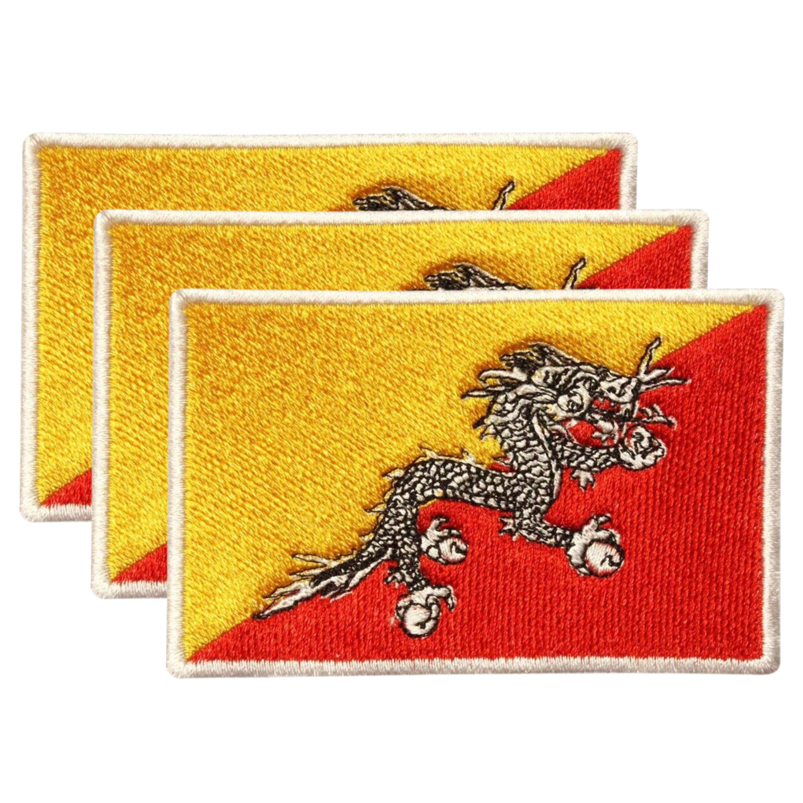 Bhutan International Country Flag Iron On Patch Embroidered Sew On Badge x3