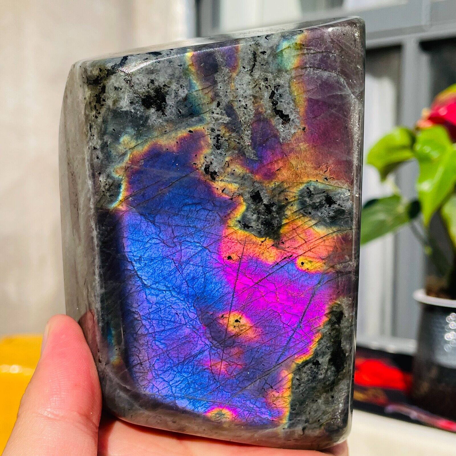 2.46lb Rare Amazing Natural Purple Labradorite Quartz Crystal Specimen Healing