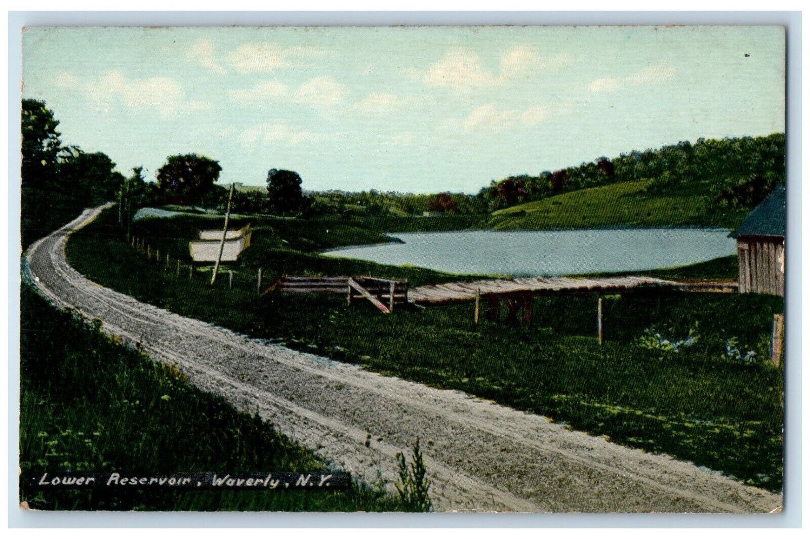 c1910 Lower Reservoir Road Lake Waverly New York NY Vintage Unposted Postcard