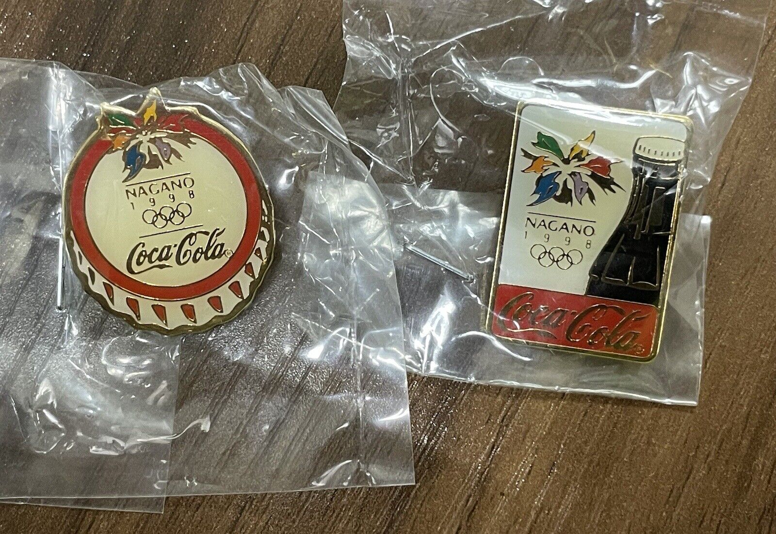 Vintage 1998 Nagano Winter Olympics Coca Cola Pin Set Of 2